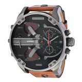 Diesel Mr Daddy 2.0 Chronograph Black Dial Brown Leather Strap Watch For Men - DZ7332 Authentic Buy Shop Now