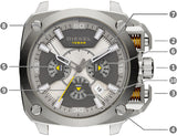 Diesel BAMF Chronograph Beige Dial Brown Leather Strap Watch For Men - DZ7343 Authentic Buy Shop Now