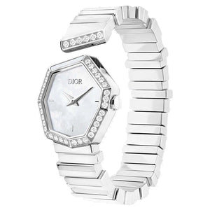 Dior Gem Dior Mother of Pearl Diamonds White Dial White Leather Strap Watch for Women - CD18111X1006 Authentic Buy Shop Now