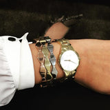 Calvin Klein Snake Silver Dial Yellow Gold Steel Strap Watch For Women - K6E23546 Authentic Buy Shop Now
