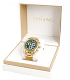 Versace V-Ray Chronograph Quartz Green Dial Gold Steel Strap Watch For Men - VE2I00621 Authentic Buy Shop Now