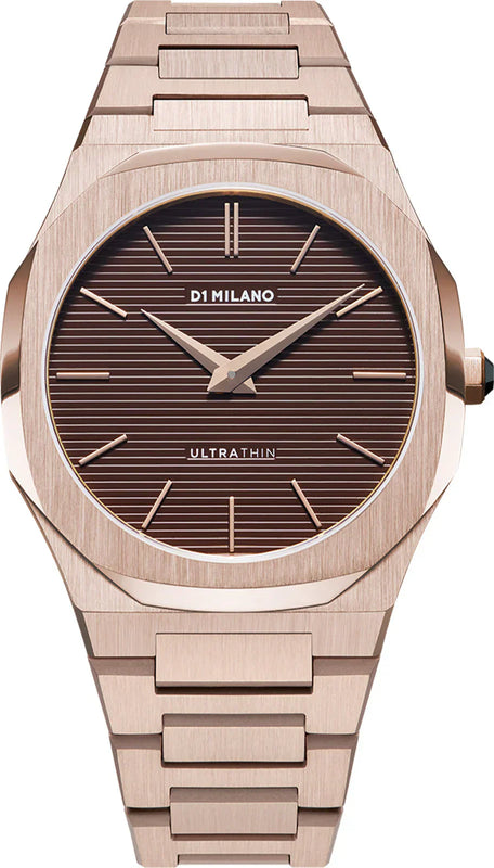 D1 Milano Ultra Thin Brown Dial Gold Steel Strap Watch for Men - D1-UTBJ13 Authentic Buy Shop Now