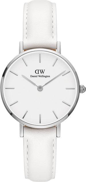 Daniel Wellington Petite Bondi White Dial White Leather Strap Watch For Women - DW00100250 Authentic Buy Shop Now