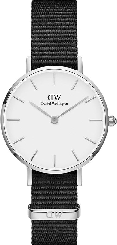 Daniel Wellington Classic Petite Cornwall White Dial Black Nylon Strap Watch For Women - DW00100252 Authentic Buy Shop Now