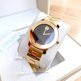 Movado Bold Black Dial Gold Steel Strap Unisex Watch - 3600397 Authentic Buy Shop Now