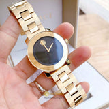 Movado Bold Black Dial Gold Steel Strap Unisex Watch - 3600397 Authentic Buy Shop Now