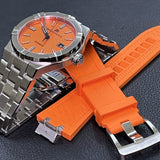 Maurice Lacroix Aikon Automatic Date Orange Dial Silver Steel Strap Watch For Men - AI6008-SS00F-530-E Authentic Buy Shop Now