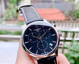 Tissot Tradition Chronograph Black Dial Black Leather Strap Watch For Men - T0636171605700 Authentic Buy Shop Now