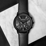 Emporio Armani Sportivo Chronograph Black Dial Black Leather Strap Watch For Men - AR2461 Authentic Buy Shop Now