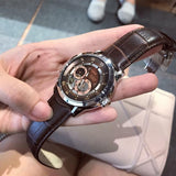 Bulova Classic Skeleton Automatic Brown Dial Brown Leather Strap Watch for Men - 96A120 Authentic Buy Shop Now