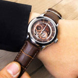 Bulova Classic Skeleton Automatic Brown Dial Brown Leather Strap Watch for Men - 96A120 Authentic Buy Shop Now