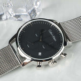 Calvin Klein City Chronograph Black Dial Silver Mesh Bracelet Watch for Men - K2G27121 Authentic Buy Shop Now
