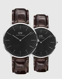 Daniel Wellington Classic York Black Dial Brown Leather Strap Watch For Men - DW00100134 Authentic Buy Shop Now