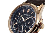 Citizen Eco Drive Calendrier Black Dial Brown Leather StrapWatch For Men - BU2023-12E Authentic Buy Shop Now