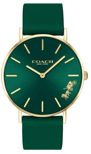 Coach Perry Green Dial Green Leather Strap Watch for Women - 14503383-C Authentic Buy Shop Now
