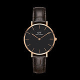 Daniel Wellington Classic Petite York Black Dial Brown Leather Strap Watch For Women - DW00100170 Authentic Buy Shop Now
