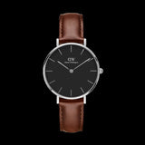 Daniel Wellington Classic Petite St Mawes Black Dial Brown Leather Strap Watch For Women - DW00100181 Authentic Buy Shop Now