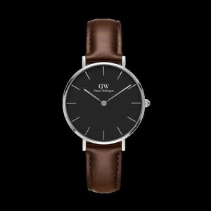Daniel Wellington Classic Petite Bristol Black Dial Brown Leather Strap Watch For Women - DW00100177 Authentic Buy Shop Now