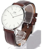 Daniel Wellington Classic Bristol Quartz White Dial Brown Leather Strap Watch For Men - DW00100023 Authentic Buy Shop Now