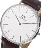 Daniel Wellington Classic Bristol Quartz White Dial Brown Leather Strap Watch For Men - DW00100023 Authentic Buy Shop Now