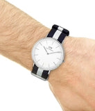 Daniel Wellington Classic Glasgow White Dial Two Tone NATO Strap Watch For Men - DW00100018 Authentic Buy Shop Now