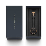 Daniel Wellington Petite Sheffield Black Dial Black Leather Strap Watch For Women - DW00100168 Authentic Buy Shop Now