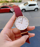 Daniel Wellington Classic Roselyn White Dial Maroon Nylon Strap Watch For Women - DW00100267 Authentic Buy Shop Now