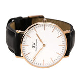 Daniel Wellington Classic Sheffield White Dial Black Leather Strap Watch For Men - DW00100007 Authentic Buy Shop Now