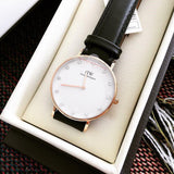 Daniel Wellington Classic Sheffield White Dial Black Leather Strap Watch For Women - DW00100076 Authentic Buy Shop Now