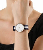 Daniel Wellington Classic Glasgow White Dial Two Tone NATO Strap Watch For Women - DW00100031 Authentic Buy Shop Now