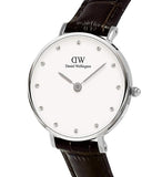 Daniel Wellington York White Dial Brown Leather Strap Watch For Women - DW00100069 Authentic Buy Shop Now