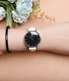 Daniel Wellington Classic Petite Bondi Black Dial White Leather Strap Watch For Women - DW00100284 Authentic Buy Shop Now