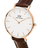 Daniel Wellington Classic Petite Bristol White Dial Brown Leather Strap Watch For Women - DW00100227 Authentic Buy Shop Now