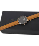 Daniel Wellington Classic Petite Durham Black Dial Brown Leather Strap Watch For Women - DW00100166 Authentic Buy Shop Now