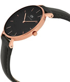 Daniel Wellington Classic Petite Sheffield Black Dial Black Leather Strap Watch For Women - DW00100224 Authentic Buy Shop Now