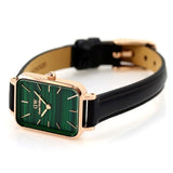 Daniel Wellington Quadro Pressed Sheffield Green Dial Black Leather Strap Watch For Women - DW00100439 Authentic Buy Shop Now