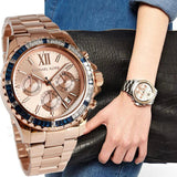 Michael Kors Everest Chronograph Rose Gold Dial Rose Gold Steel Strap Watch For Women - MK5755 Authentic Buy Shop Now