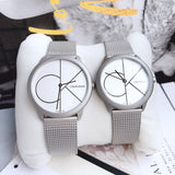 Calvin Klein Minimal White Dial Silver Mesh Bracelet Watch for Men - K3M5115X Authentic Buy Shop Now