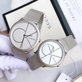 Calvin Klein Minimal White Dial Silver Mesh Bracelet Watch for Men - K3M5115X Authentic Buy Shop Now