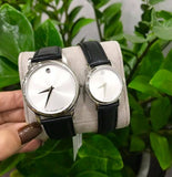 Movado Museum Silver Dial Black Leather Strap Watch For Women - 2100003 Authentic Buy Shop Now