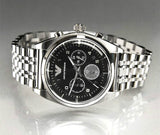Emporio Armani Franco Black Dial Silver Steel Strap Watch For Men - AR0373 Authentic Buy Shop Now
