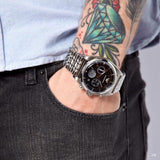 Emporio Armani Franco Black Dial Silver Steel Strap Watch For Men - AR0373 Authentic Buy Shop Now