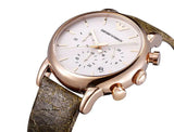 Emporio Armani Classic Chronograph White Dial Brown Leather Strap Watch For Men - AR1809 Authentic Buy Shop Now