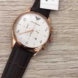 Emporio Armani Beta Chronograph White Dial Brown Leather Strap Watch For Men - AR1916 Authentic Buy Shop Now