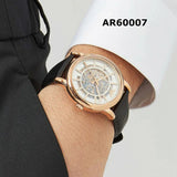 Emporio Armani Luigi Skeleton Silver Dial Black Leather Strap Watch For Men - AR60007 Authentic Buy Shop Now