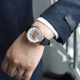 Emporio Armani Luigi Skeleton Silver Dial Black Leather Strap Watch For Men - AR60007 Authentic Buy Shop Now