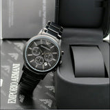 Emporio Armani Classic Chronograph Black Dial Black Stainless Steel Strap Watch For Men - AR2453 Authentic Buy Shop Now