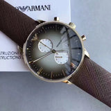 Emporio Armani Retro Chronograph Brown Dial Brown Leather Strap Watch for Men - AR1755 Authentic Buy Shop Now