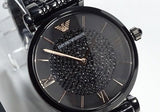 Emporio Armani Gianni T Bar All Black Diamond Dial Watch For Women - AR11245 Authentic Buy Shop Now