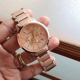 Emporio Armani Classic Rose Gold Chronograph Steel Strap Watch For Men - AR2452 Authentic Buy Shop Now